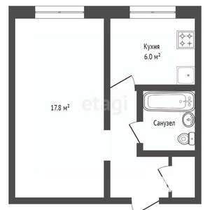 1-к квартира, вторичка, 30м2, 4/5 этаж