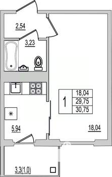 1-к квартира, вторичка, 31м2, 8/10 этаж
