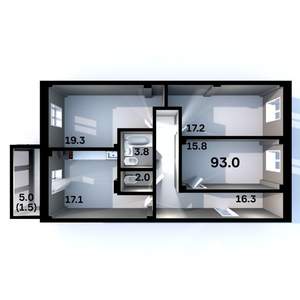 3-к квартира, строящийся дом, 93м2, 2/6 этаж