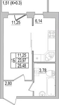 1-к квартира, вторичка, 25м2, 10/10 этаж