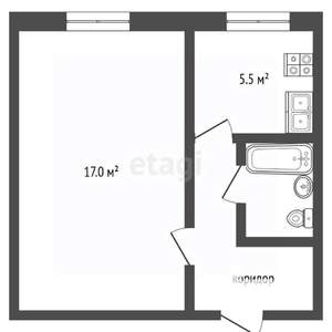 1-к квартира, вторичка, 29м2, 3/5 этаж