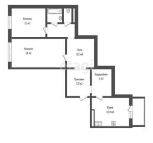 2-к квартира, вторичка, 71м2, 7/7 этаж