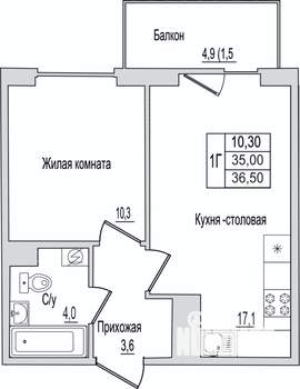1-к квартира, вторичка, 37м2, 10/10 этаж