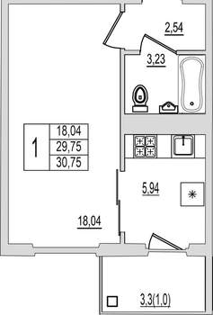 1-к квартира, вторичка, 31м2, 8/10 этаж