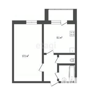 1-к квартира, вторичка, 33м2, 6/9 этаж