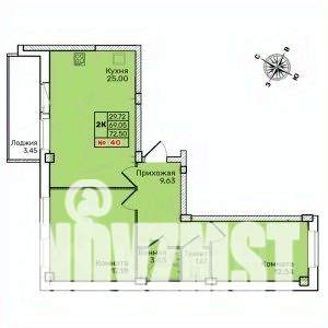 2-к квартира, строящийся дом, 73м2, 9/10 этаж