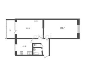 2-к квартира, вторичка, 45м2, 3/5 этаж