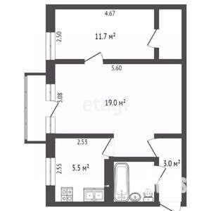 2-к квартира, вторичка, 44м2, 5/5 этаж
