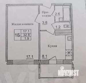 1-к квартира, вторичка, 32м2, 9/9 этаж