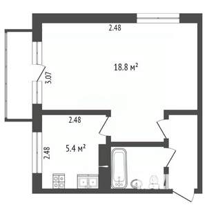 1-к квартира, вторичка, 30м2, 5/5 этаж