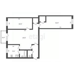 3-к квартира, вторичка, 55м2, 3/5 этаж