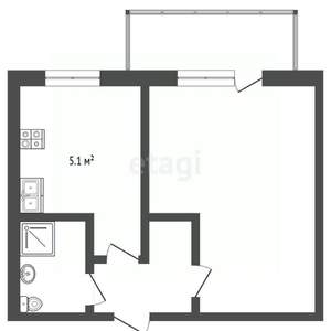 1-к квартира, вторичка, 21м2, 3/5 этаж