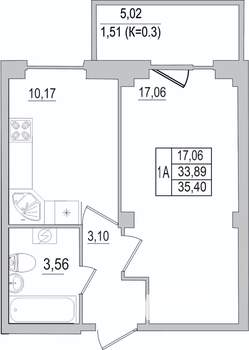 1-к квартира, вторичка, 37м2, 10/10 этаж