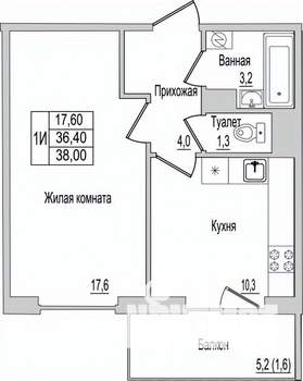 1-к квартира, вторичка, 38м2, 10/10 этаж