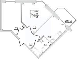 2-к квартира, сданный дом, 54м2, 1/10 этаж