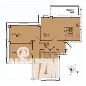 3-к квартира, строящийся дом, 82м2, 6/10 этаж