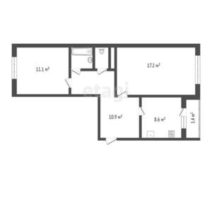 2-к квартира, вторичка, 53м2, 2/5 этаж