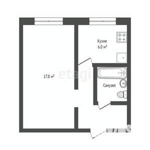 1-к квартира, вторичка, 31м2, 3/5 этаж