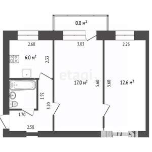 2-к квартира, вторичка, 44м2, 2/3 этаж