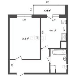 1-к квартира, вторичка, 37м2, 5/9 этаж