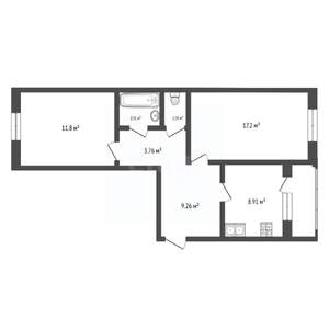 2-к квартира, вторичка, 53м2, 3/5 этаж
