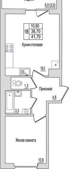 1-к квартира, вторичка, 42м2, 2/10 этаж
