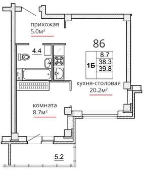 1-к квартира, вторичка, 40м2, 16/16 этаж