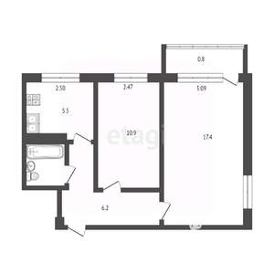 2-к квартира, вторичка, 43м2, 3/5 этаж