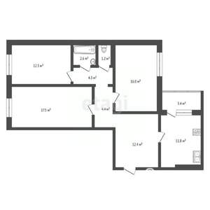 3-к квартира, вторичка, 82м2, 3/5 этаж