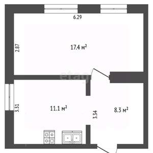 2-к квартира, вторичка, 37м2, 2/3 этаж