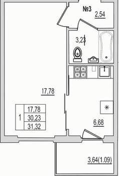 1-к квартира, вторичка, 31м2, 1/10 этаж