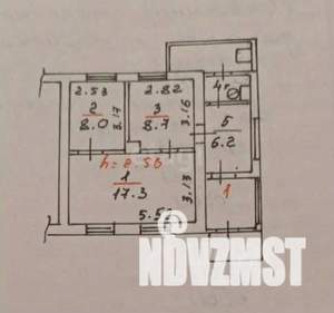 3-к квартира, вторичка, 43м2, 1/1 этаж