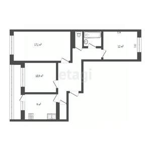 3-к квартира, вторичка, 62м2, 5/9 этаж