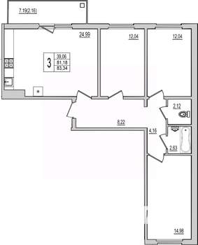 3-к квартира, вторичка, 83м2, 5/10 этаж