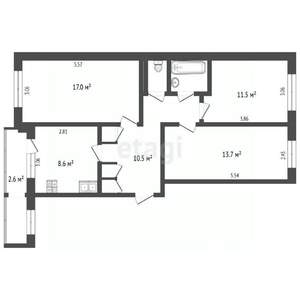 3-к квартира, вторичка, 67м2, 4/5 этаж