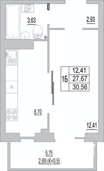 1-к квартира, сданный дом, 31м2, 9/10 этаж