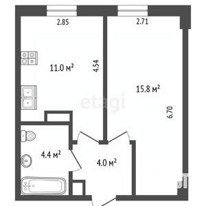 1-к квартира, вторичка, 36м2, 8/8 этаж
