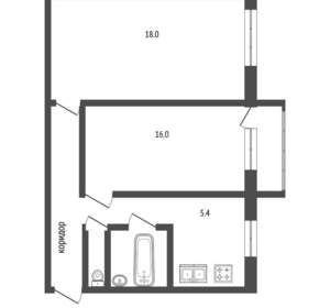 2-к квартира, вторичка, 44м2, 3/3 этаж