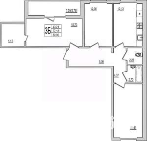 3-к квартира, вторичка, 81м2, 3/10 этаж