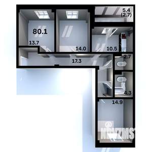 3-к квартира, строящийся дом, 80м2, 6/6 этаж