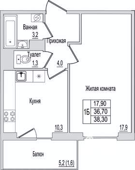 1-к квартира, вторичка, 38м2, 10/10 этаж
