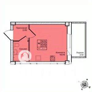 Студия квартира, строящийся дом, 24м2, 8/10 этаж