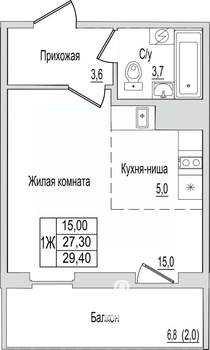 1-к квартира, вторичка, 29м2, 7/10 этаж
