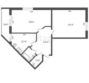2-к квартира, вторичка, 71м2, 6/10 этаж