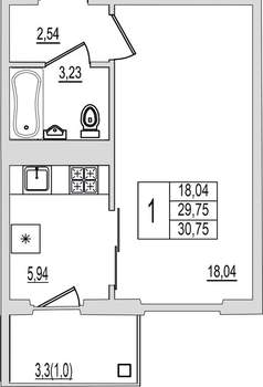 1-к квартира, вторичка, 31м2, 9/10 этаж
