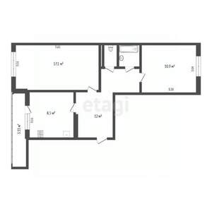 2-к квартира, вторичка, 52м2, 4/5 этаж