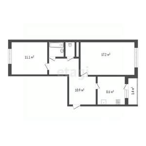 2-к квартира, вторичка, 53м2, 2/5 этаж
