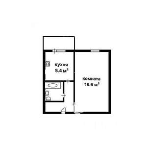 1-к квартира, вторичка, 30м2, 3/5 этаж