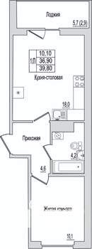 1-к квартира, вторичка, 40м2, 7/10 этаж