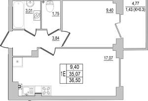 1-к квартира, вторичка, 37м2, 8/10 этаж